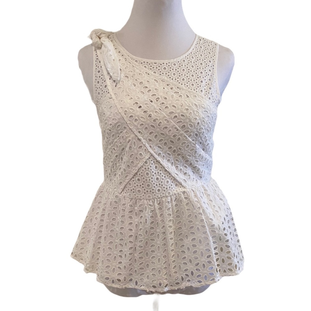Lilly Pulitzer Diara White Eyelet Peplum Top